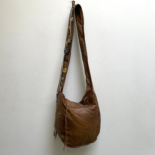 Marni Adorned Brown Leather Hobo Bag