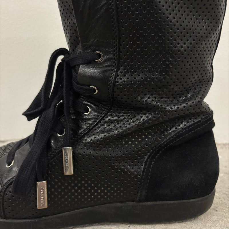 Chanel Perforated Leather Mid Length Sneakers
