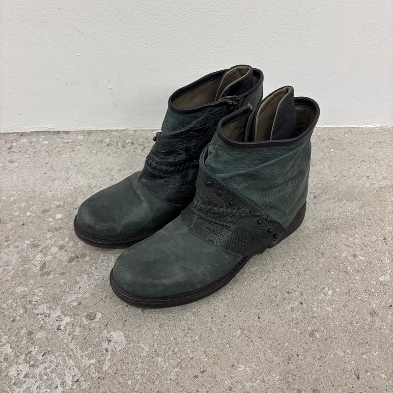 A.S. 98 Airstep Green Leather Ankle Boots