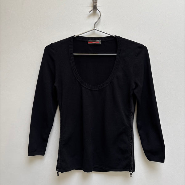 Prada Side Zipper Crewneck Sweater