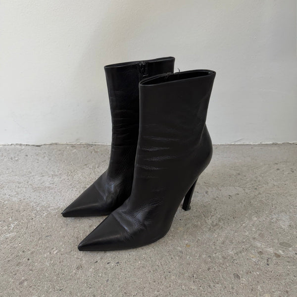 Balenciaga Leather Pointed Ankle Heeled Boots