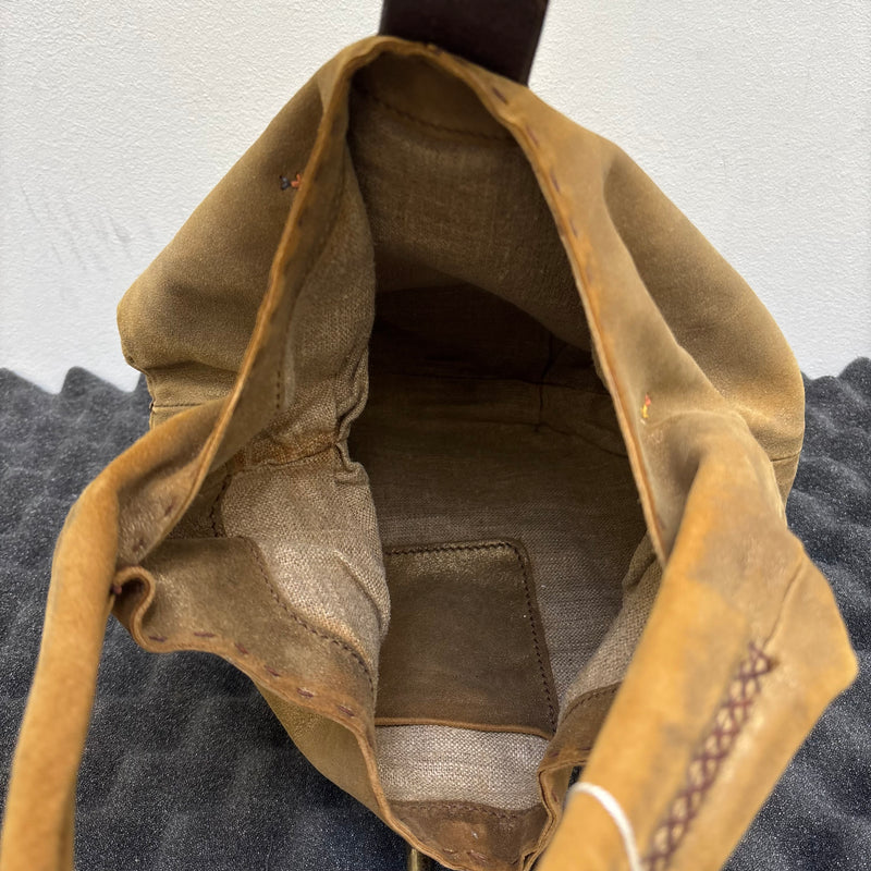 Henry Beguelin Embroidered Suede Leather Hobo Bag