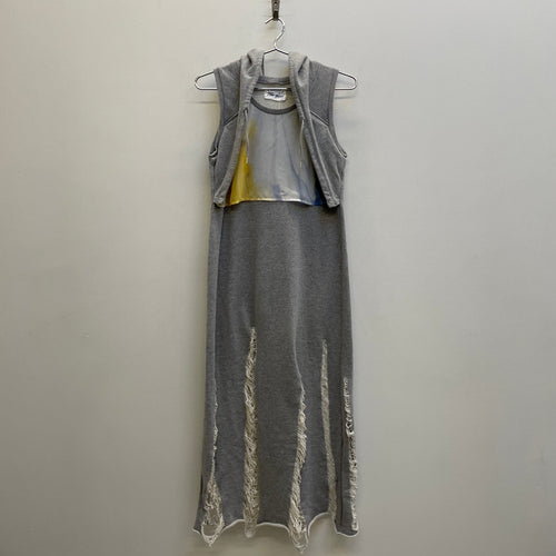 MIHARA YAHUSIRO X BETTE RIDGEWAY DISTRESSED HYBRID HOODIE DRESS