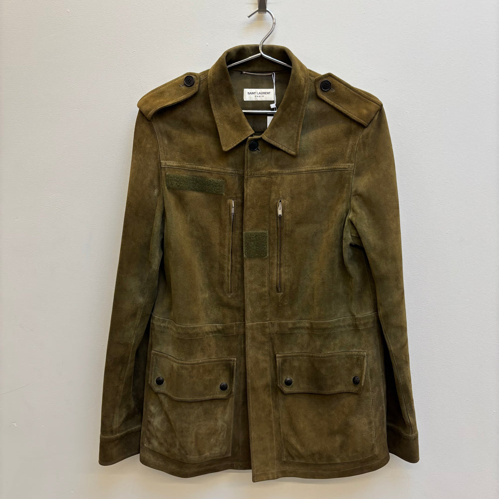 FW16 Yves Saint Laurent Suede Leather Military Jacket