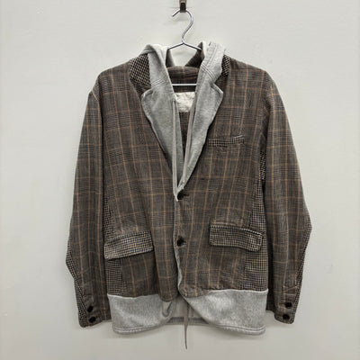 Final Home Hooded Plaid Blazer