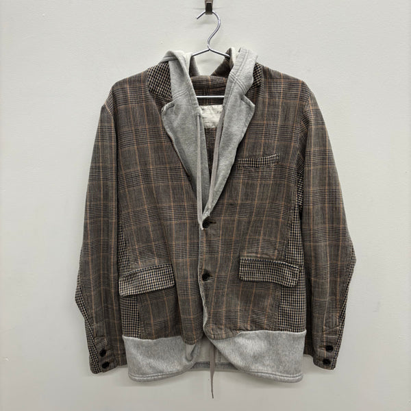 Final Home Hooded Plaid Blazer