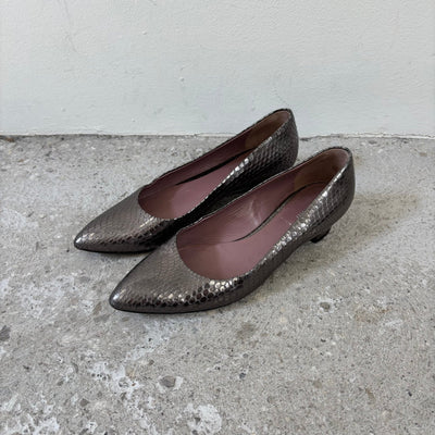 00s Miu Miu Metallic Snakeskin Pointed Heels