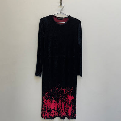 90s Comme Des Garçons Tricot Velvet Red Detail Dress