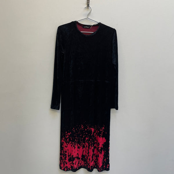 90s Comme Des Garçons Tricot Velvet Red Detail Dress