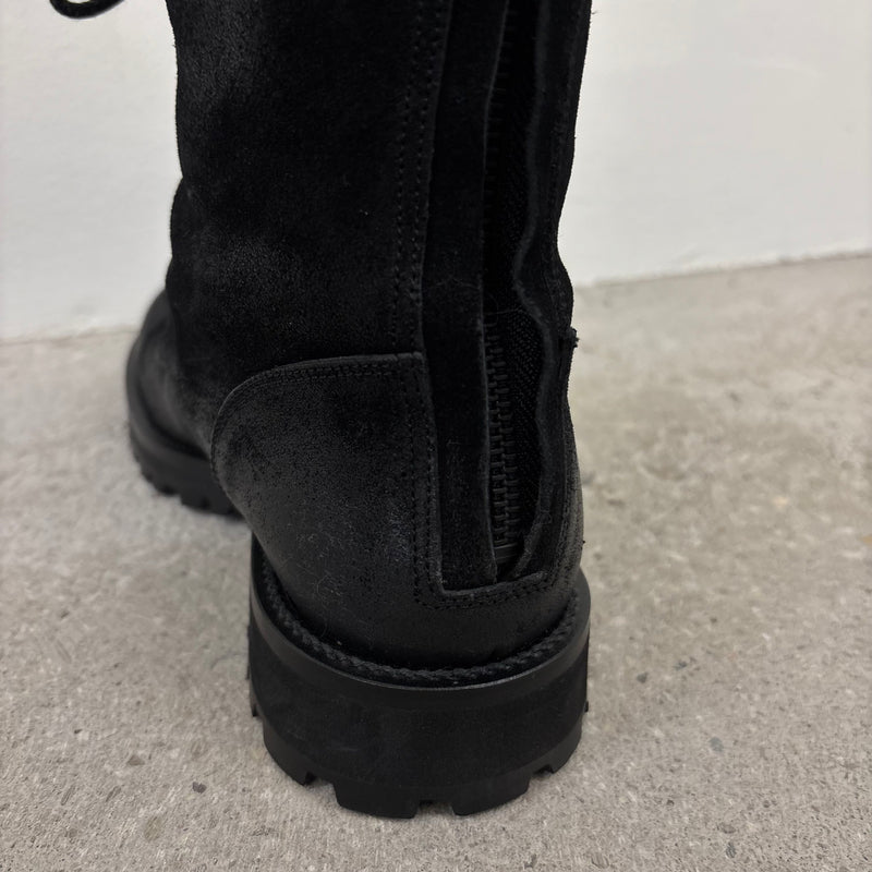 Shellac Cowhide Suede Leather Long Boots