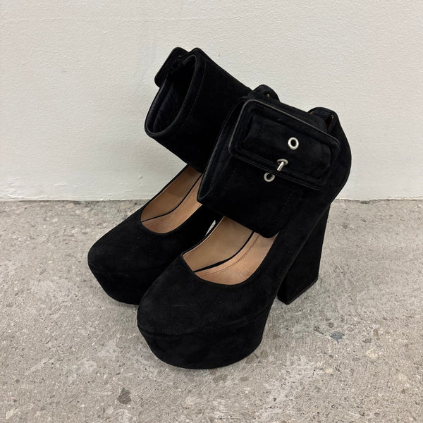 SS12 Celine Pheobe Philo Suede Buckle Platform Heels