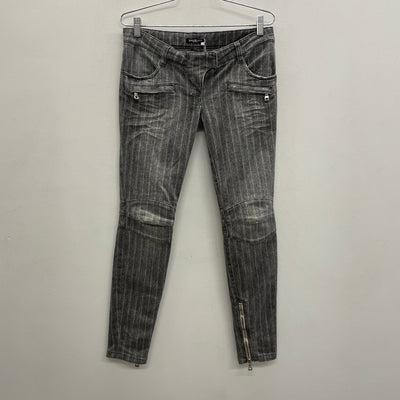 SS11 Balmain by Christophe Decarnin Striped Biker Jeans