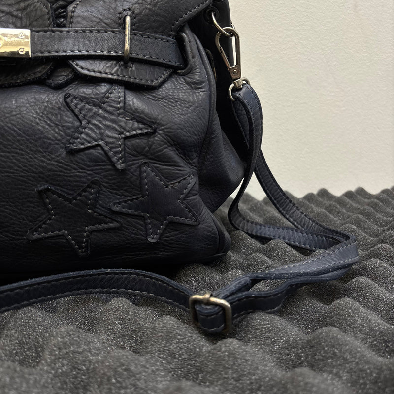 Firkin Navy Star Leather Handbag