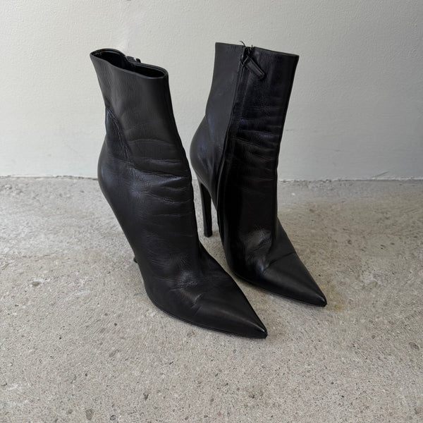 Balenciaga Leather Pointed Ankle Heeled Boots