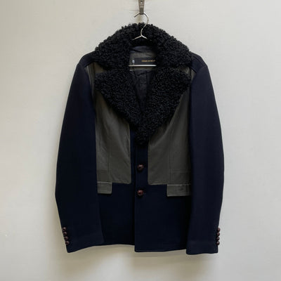 FW13 Dsquared2 Wool-Leather Hybrid Napoleon Jacket