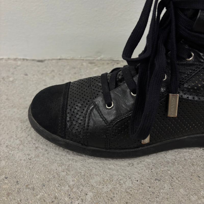 Chanel Perforated Leather Mid Length Sneakers