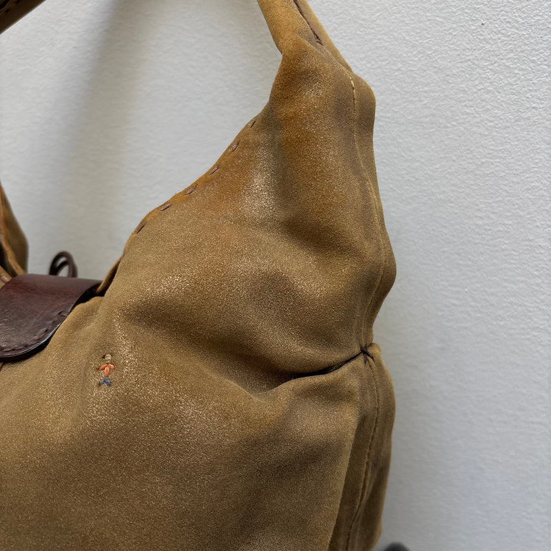 Henry Beguelin Embroidered Suede Leather Hobo Bag