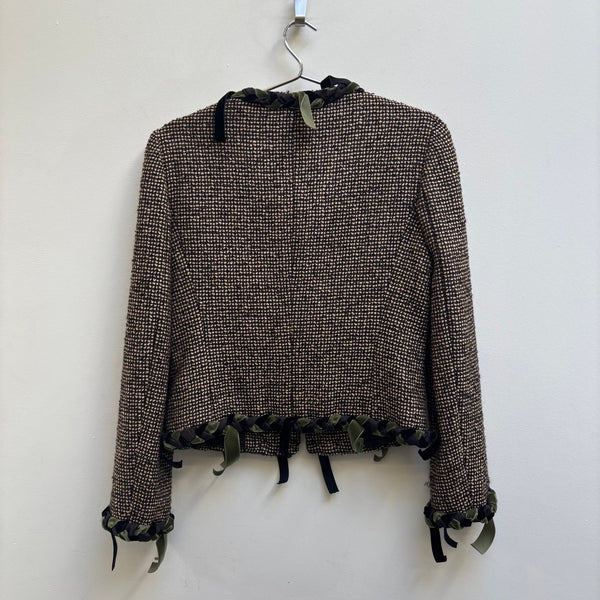 00s Moschino Collarless Tweed Jacket