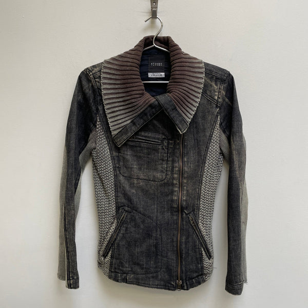 00s Atsuro Tayama High Neck Denim Knit Jacket