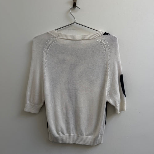 SS12 Jil Sander Picasso Face Intarsia Knit Short-Sleeve Knit Top