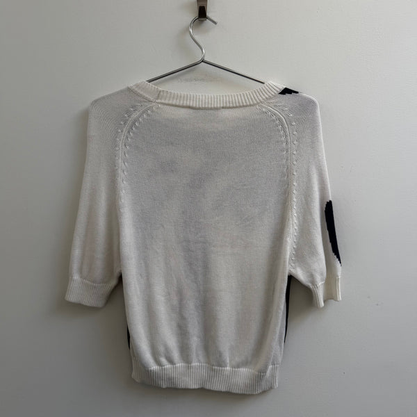 SS12 Jil Sander Picasso Face Intarsia Knit Short-Sleeve Knit Top