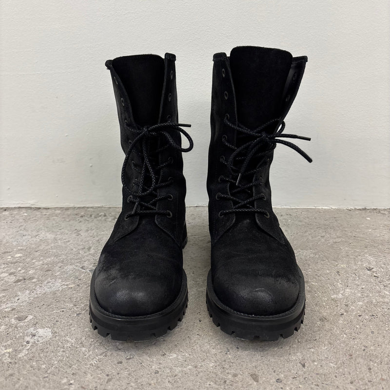 Shellac Cowhide Suede Leather Long Boots