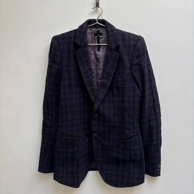 Le Grand Bleu (L.G.B.) Plaid Blue Wool Blazer