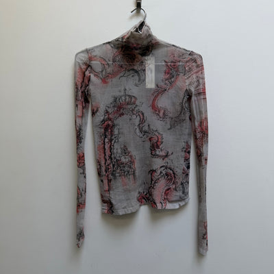 Acne Studios Semi-Sheer Patterned Turtleneck Top