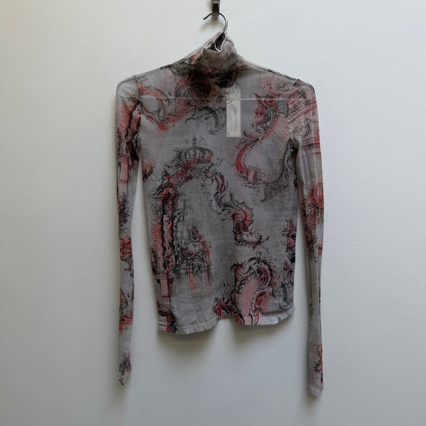 Acne Studios Semi-Sheer Patterned Turtleneck Top