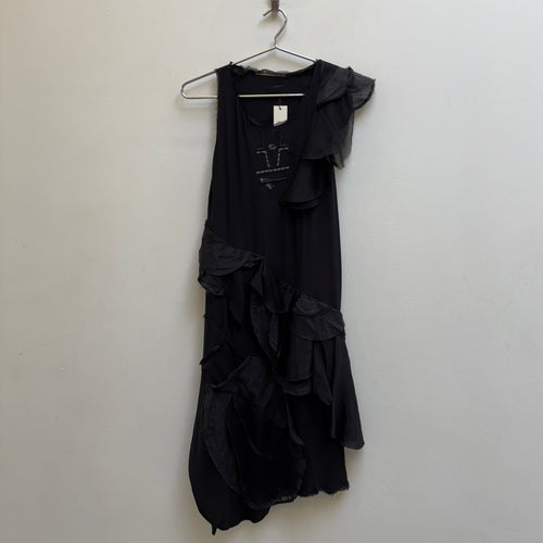 00s Marithé François Girbaud Ruffle Embroidered Dress