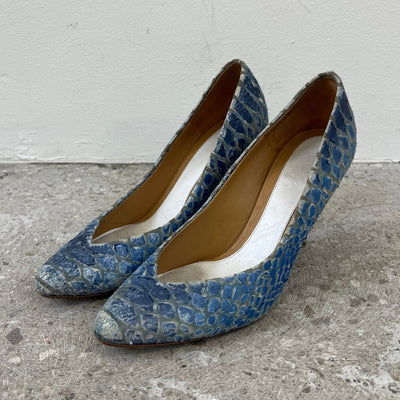 SS13 Maison Margiela Blue Snakeskin Heels