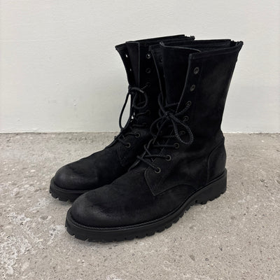 Shellac Cowhide Suede Leather Long Boots