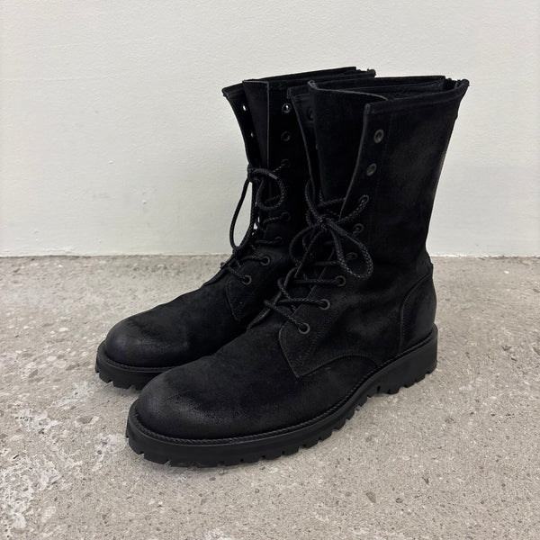 Shellac Cowhide Suede Leather Long Boots