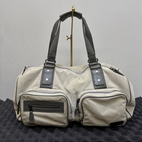 FW14 Balenciaga Suede Dual Pocket Duffle Bag