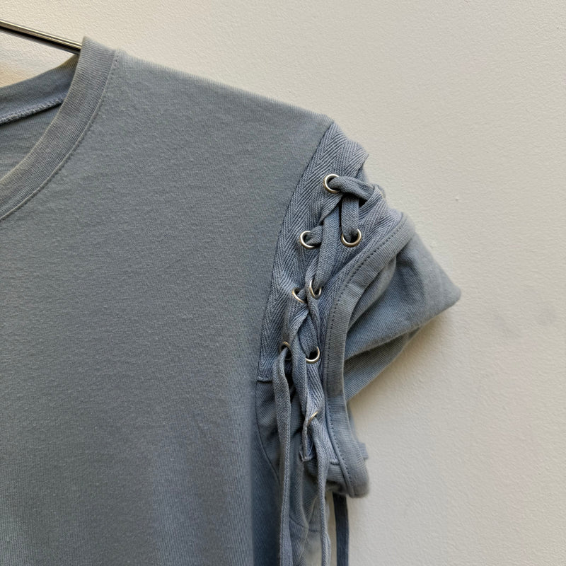 Christian Dior Lace Up Short Sleeve Top