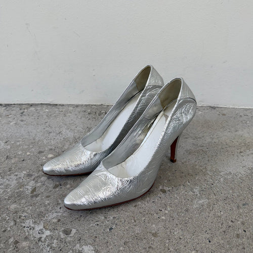 FW14 Maison Margiela Crinkled Metallic Pumps