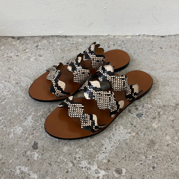 SS18 Chloé Two Toned Python Leather Strap Sandals