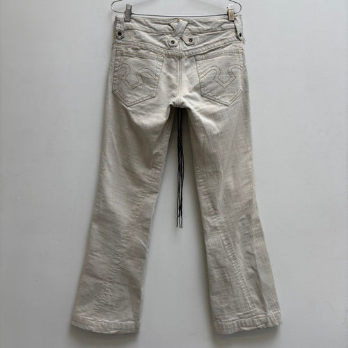 Obelisk Lace Up Flared Jeans