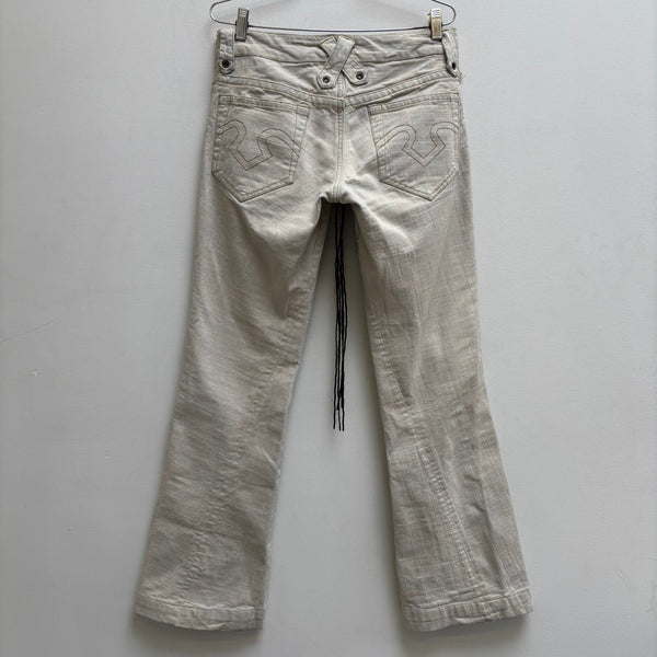 Obelisk Lace Up Flared Jeans