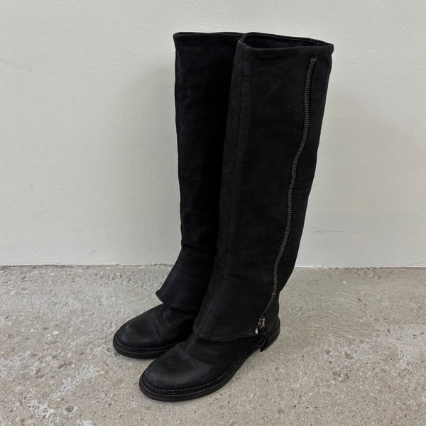 FW08 MIU MIU Fold Over Suede Zipper Boots