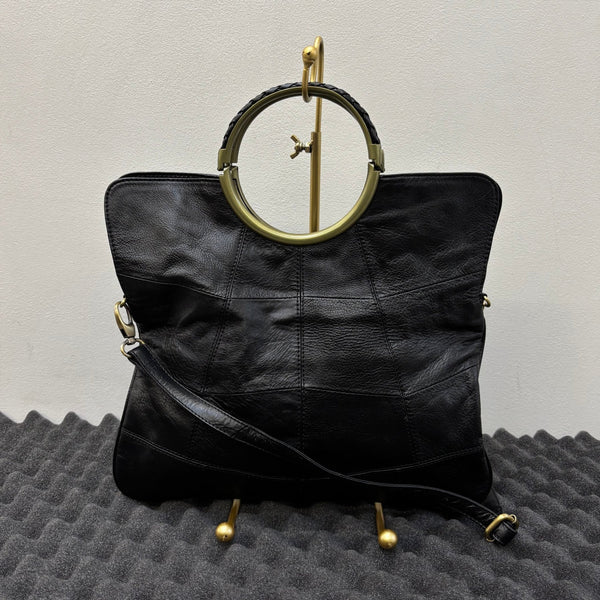 G.O.A. Patchwork Leather Circle Handle Handbag