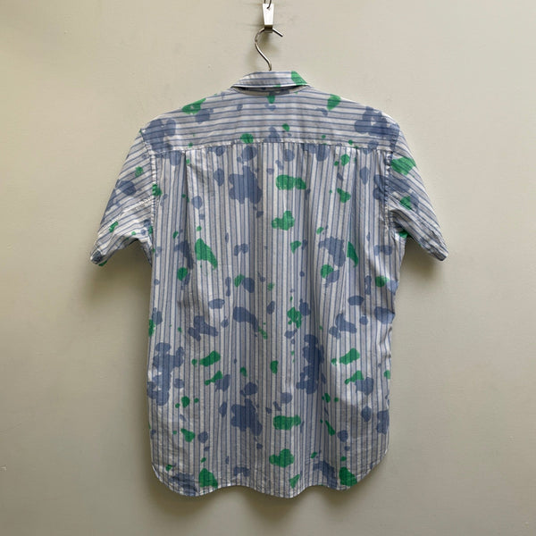 SS24 Comme Des Garçons SHIRT Striped Splattered Short Sleeve Button Up Blouse