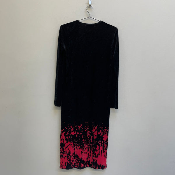 90s Comme Des Garçons Tricot Velvet Red Detail Dress