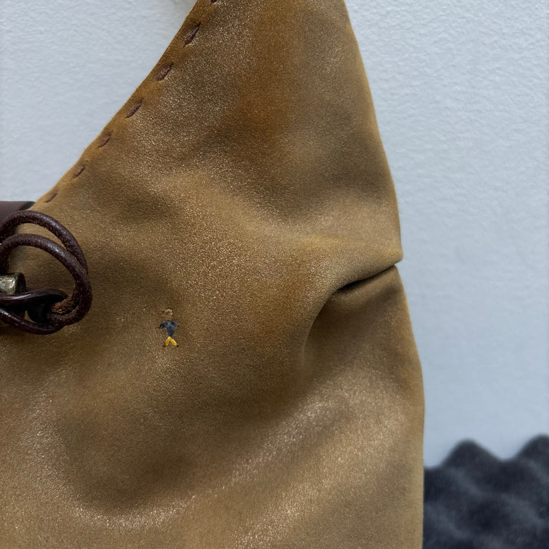 Henry Beguelin Embroidered Suede Leather Hobo Bag