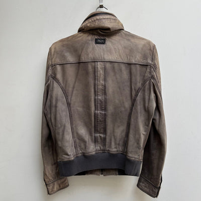 00s Dolce & Gabbana Lamb Leather Contrast Stitch Biker Jacket