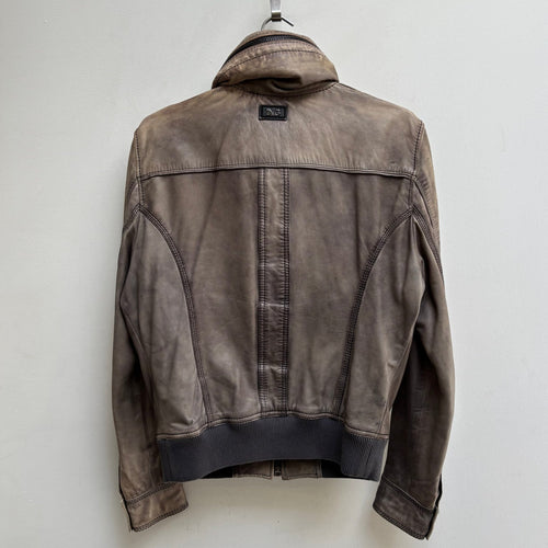 00s Dolce & Gabbana Lamb Leather Contrast Stitch Biker Jacket