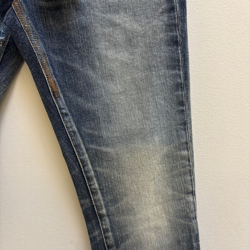 SS18 Yves Saint Laurent Acid Wash Distressed Zip Jeans