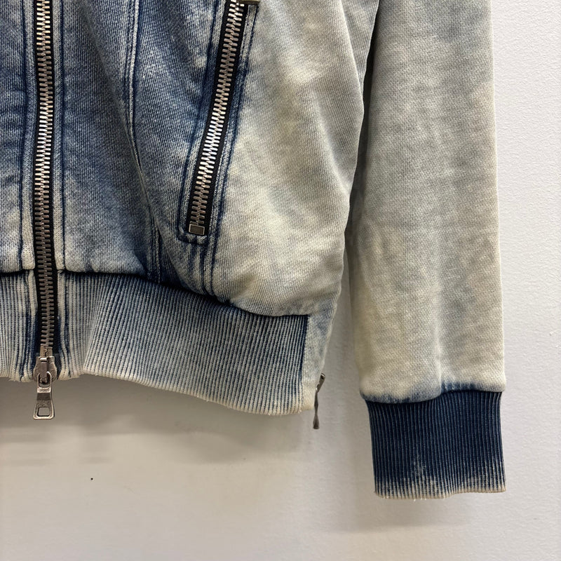 Balmain Semi Washed Zip Up Hoodie