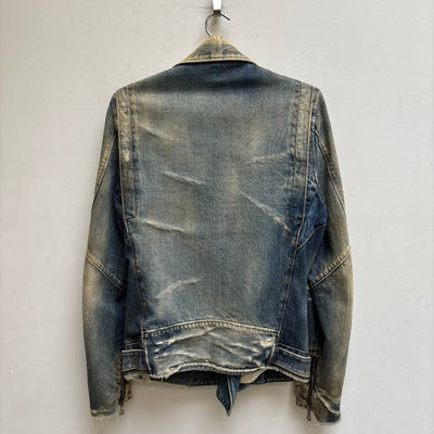 SS16 Balmain Distressed Denim Rider Jacket (Sample)
