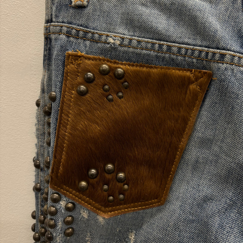 00s Dolce & Gabbana Studded Fur Pocket Jeans